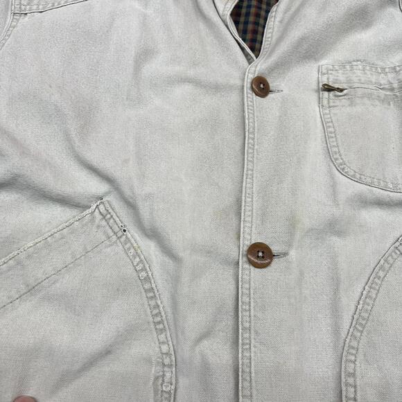 vintage l.l. bean beige button down barn chore coat size large - Picture 7 of 8